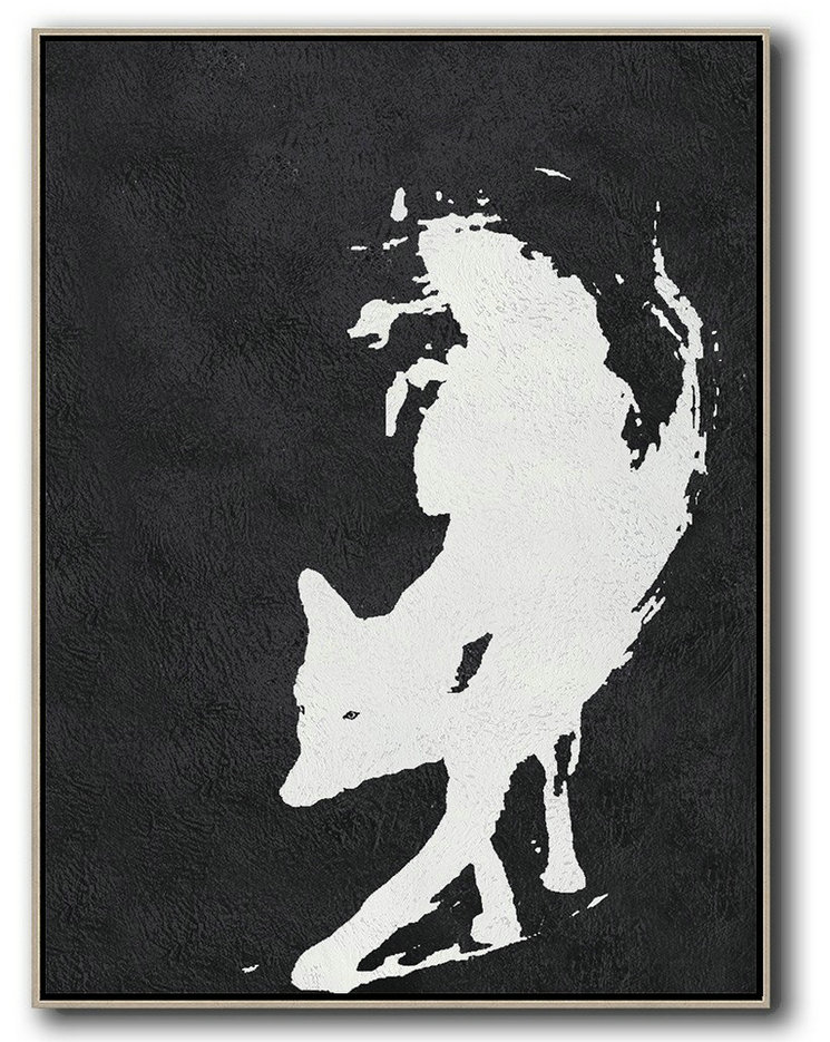 Hand Painted Acrylic Painting,Black And White Minimal Painting On Canvas - Huge Canvas Art On Canvas